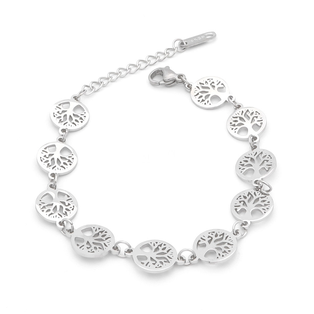 Stainless Steel Tree of Life Women's Bracelet - Silver-Bracelets, Jewellery, New, Stainless Steel, Stainless Steel Bracelet, Women's Bracelet, Women's Jewellery-wb0002-s1_1-Glitters
