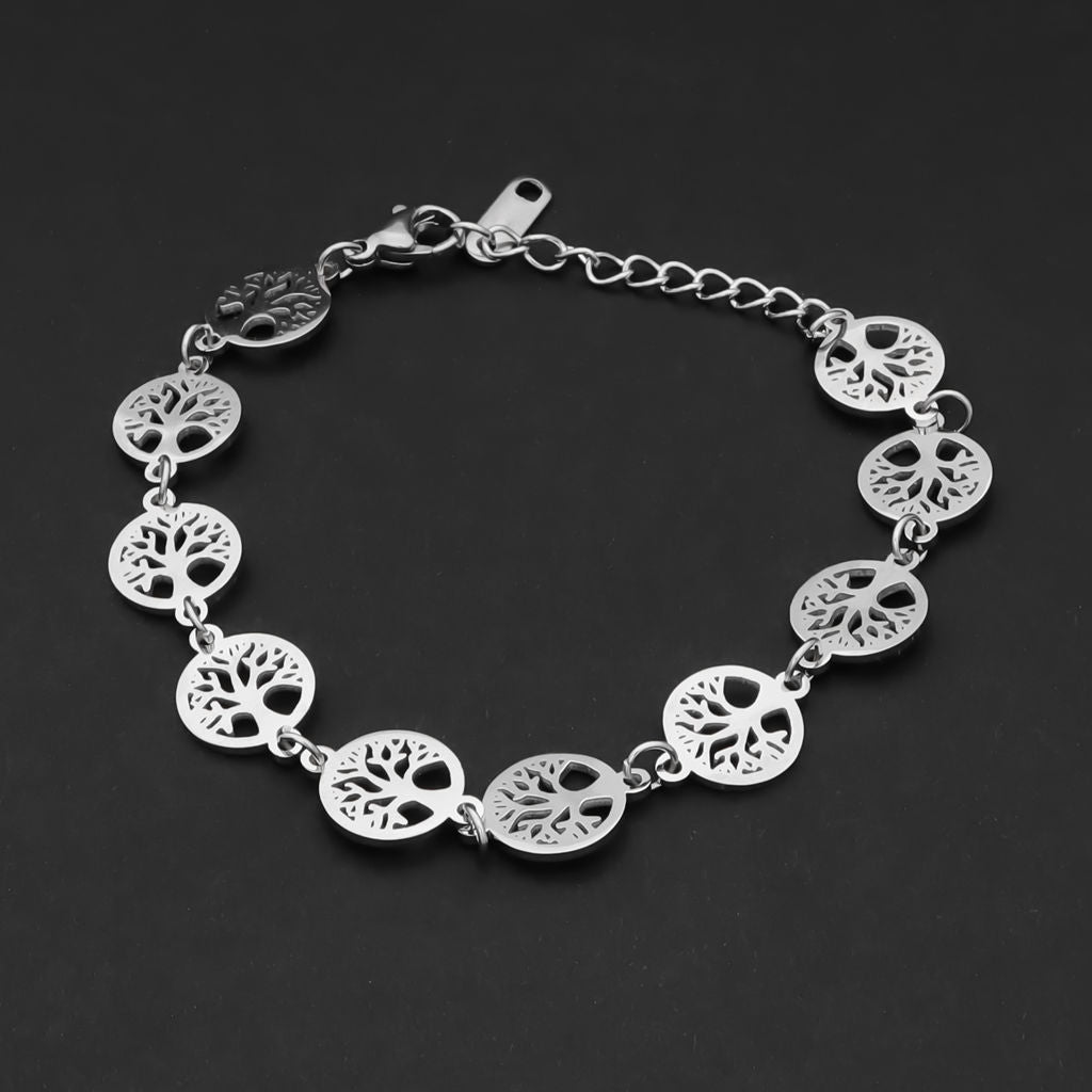 Stainless Steel Tree of Life Women's Bracelet - Silver-Bracelets, Jewellery, New, Stainless Steel, Stainless Steel Bracelet, Women's Bracelet, Women's Jewellery-wb0002-s2_1-Glitters